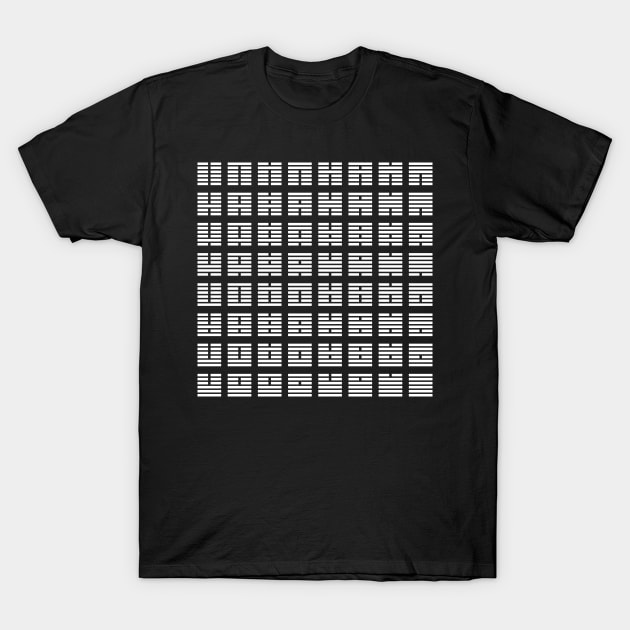 I Ching hexagrams - White on Black T-Shirt by Rupert Russell